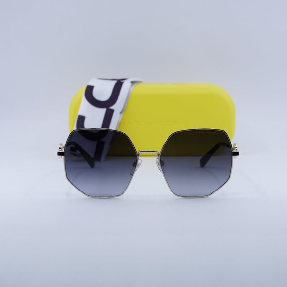 Marc Jacobs MARC 730/S 0RHL 9O Geometric Sunglasses - Black Gold\Grey - Picture 3 of 9